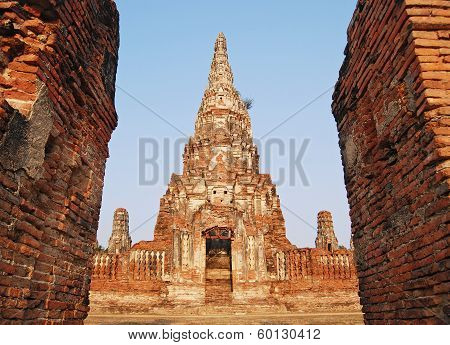 Pagoda image in Wat Chaiwatthanaram at Sukhothai , Thailand