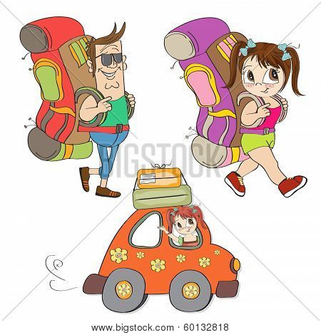 Tourists Items Set Isolatd On White Background