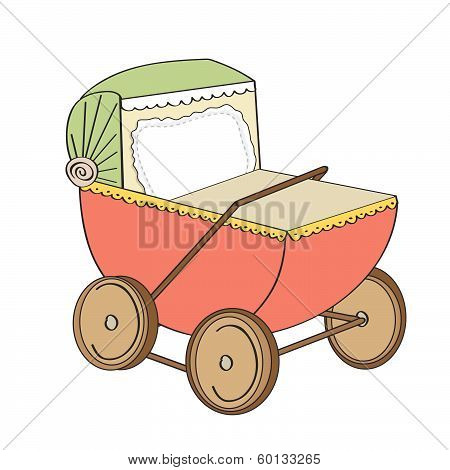 Retro Stroller Isolated On White Background