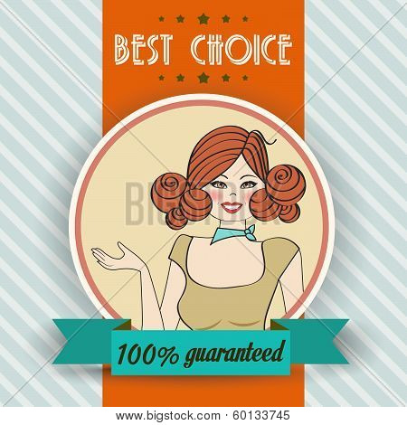 Retro Illustration Of A Beautiful Woman And Best Choice Message