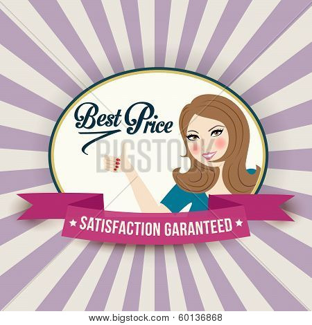 Retro Illlustration With A  Woman And Best Price Message