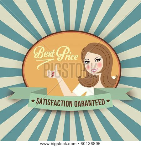Retro Illlustration With A  Woman And Best Price Message