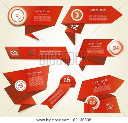 Set of red vector progress version step icons. eps 10
