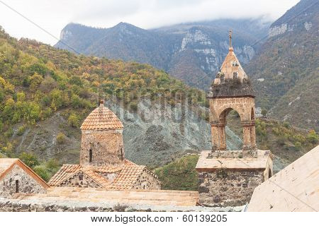 The towers of a medieval monastery in Armenia