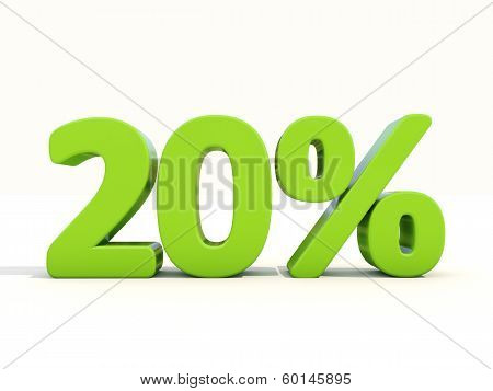 20% Percentage Rate Icon On A White Background