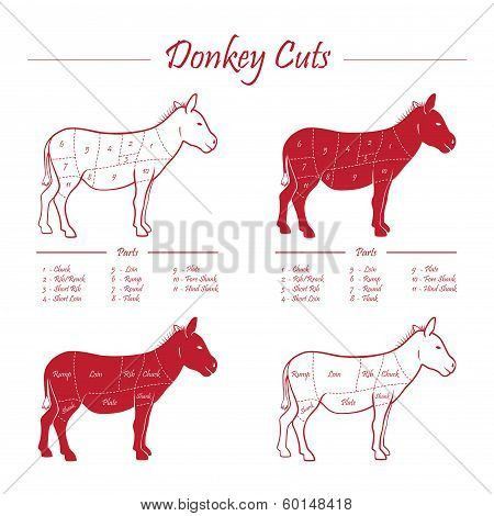 Donkey cut scheme - red on white