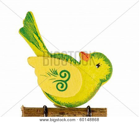 Cute Yellow Bird Carved Of Wood
