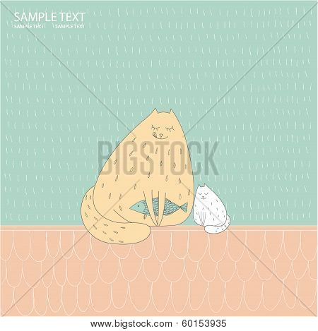 abstract cat with a kitten