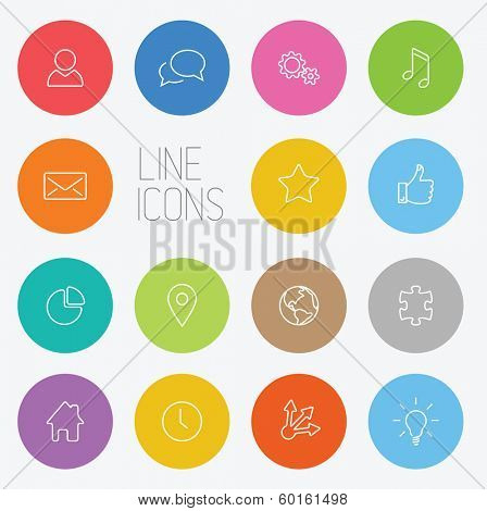 Vector Modern circle thin line icon collection