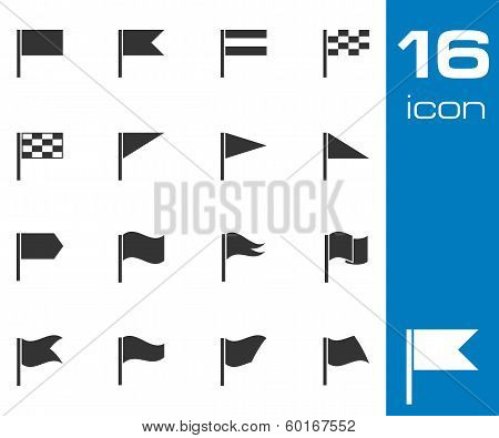 Vector black flag icons set