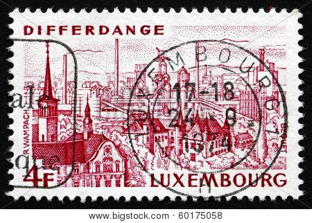 Postage Stamp Luxembourg 1974 View Of Differdange