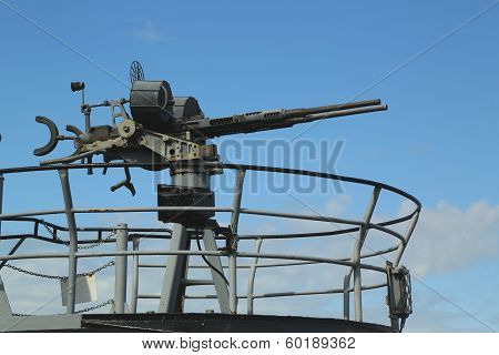 Machine gun at the USS Pampanito a Balao-class diesel-electric World War II submarine
