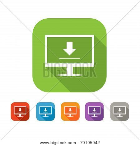 Color set of flat uploading data icon