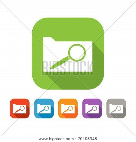 Color set of flat document search icon