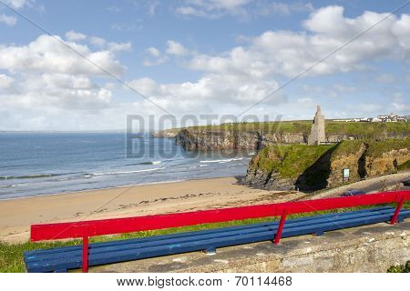 Bench View Of Ballybunion Beach Cliffs And Castle