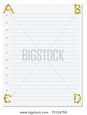 Notebook Paper With Letters A B C D In Corner Composed Of Autumn Maple Leafs
