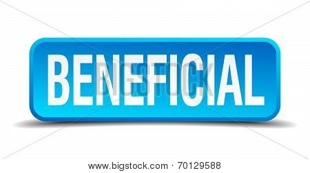 Beneficial Blue 3D Realistic Square Isolated Button