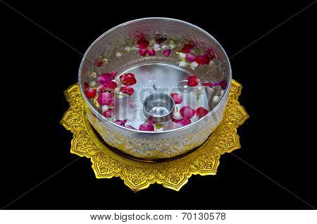 Silver Water Bowl On Black
