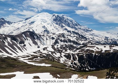 The north face of Mt. Rainier as seen from the Mt. Freemont Trail