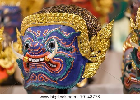 Thai Traditional Mask, used in Khon - Traditional dance of the Ramayana Saga