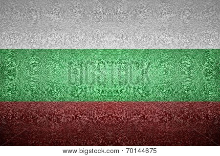 Closeup Screen Bulgaria Flag Concept On Pvc Leather For Background