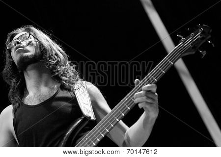 Bass Guitar Player Live On Stage