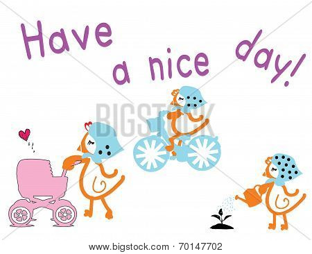 Hen chicken's daily life