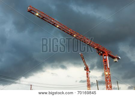 construction crane and dark sky