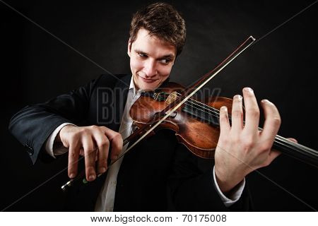 Man Violinist Playing Violin. Classical Music Art