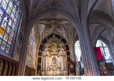 Interiors of Notre dame d'Anvers cathedral, Anvers, Belgium