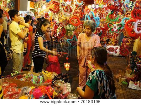 Ho Chi Minh Lantern Street At Night