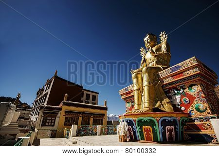 Golden Maitreya Buddha statue in Likir Monastery