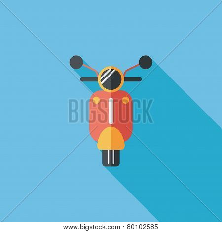 Transportation Scooter Flat Icon With Long Shadow,eps10