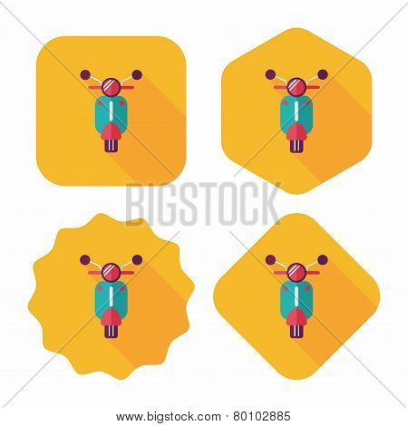 Transportation Scooter Flat Icon With Long Shadow,eps10