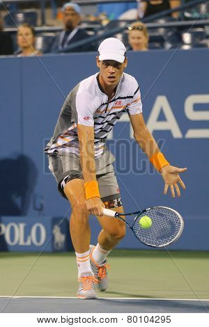 Professional tennis player Tomas Berdych from Czech Republic during US Open 2014 match