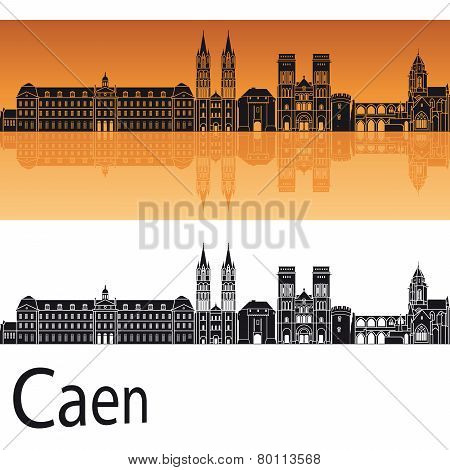 Caen Skyline In Orange Background