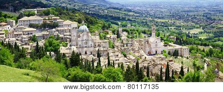 panorama of Assisi - religious center of medieval Umbria, Italy