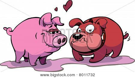 pig in love with dog