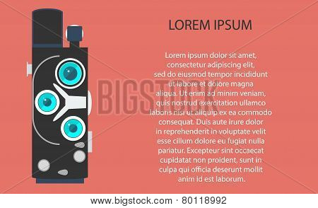 Old movie camera with lens. Vector illustration EPS10