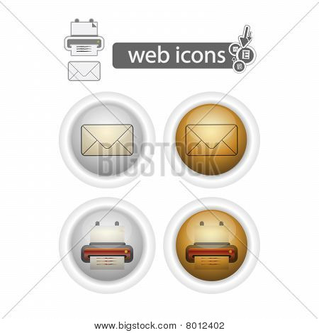 Runde Web ikoner-print og Mail