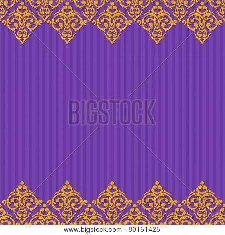 Vector Seamless Purple And Gold Frame/border In Damask Baroque S