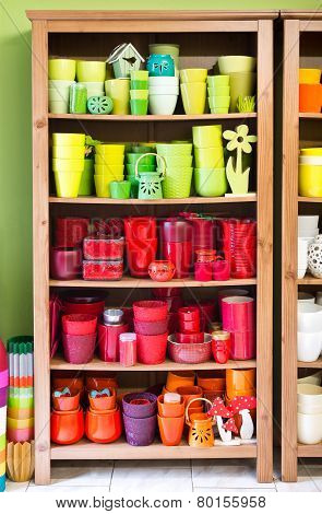Clay Pots In The Florist Shop