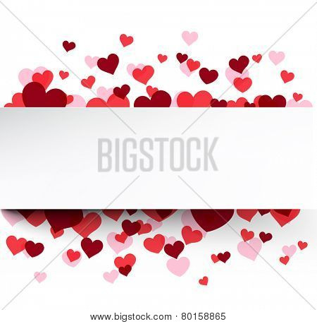 Love background with pink hearts. Valentine's greeting card. Vector illustration. 