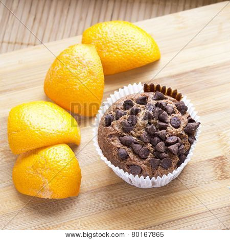 chocolate cake and orange slices