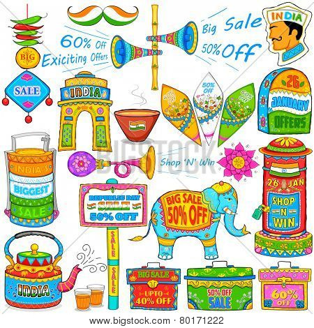 illustration of kitsch art of India showing sale and promotion