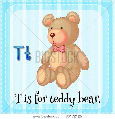 Illustration of a letter t is for teddy bear