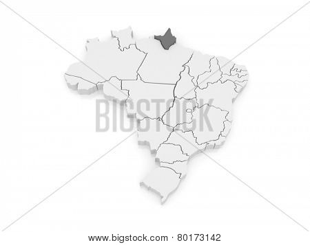 Map of Amapa. Brazil. 3d