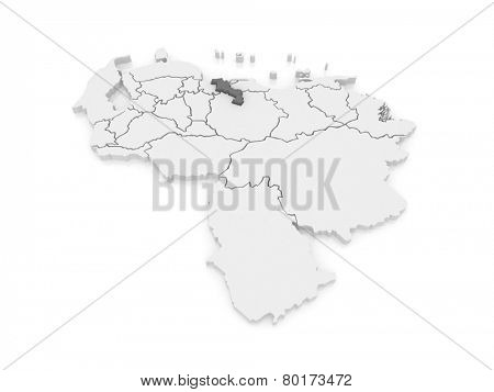 Map of Aragua. Venezuela. 3d