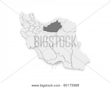 Map of Semnan. Iran. 3d