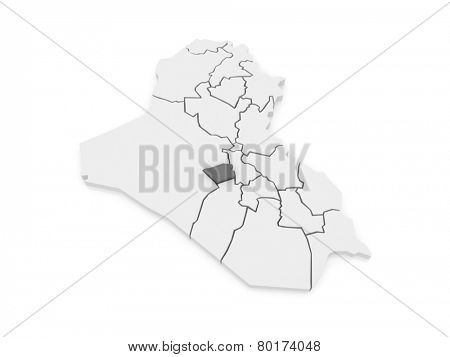 Map of Karbala. Iraq. 3d
